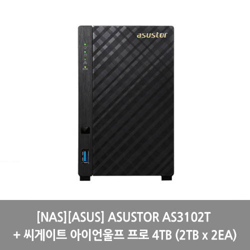 [NAS][ASUS] ASUSTOR AS3102T + 씨게이트 아이언울프 프로 4TB (2TB x 2EA)