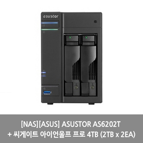 [NAS][ASUS] ASUSTOR AS6202T + 씨게이트 아이언울프 프로 4TB (2TB x 2EA)